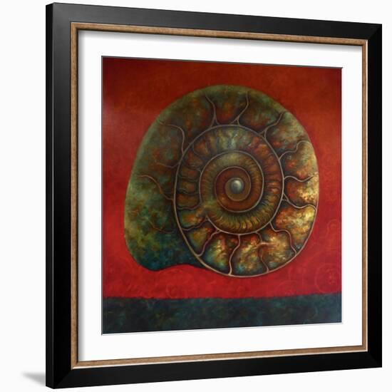 Ammonite Red and Green, 2020, (Oil on Canvas)-Lee Campbell-Framed Giclee Print
