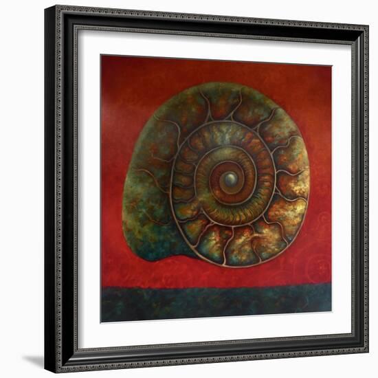 Ammonite Red and Green, 2020, (Oil on Canvas)-Lee Campbell-Framed Giclee Print