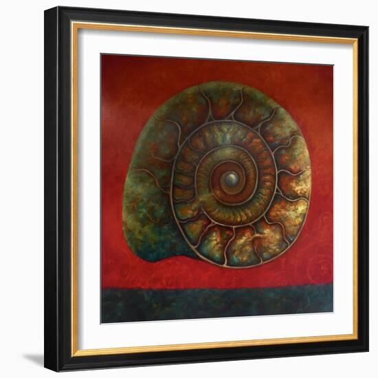 Ammonite Red and Green, 2020, (Oil on Canvas)-Lee Campbell-Framed Giclee Print