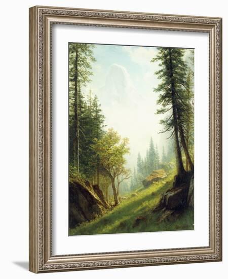 Among the Bernese Alps-Albert Bierstadt-Framed Giclee Print