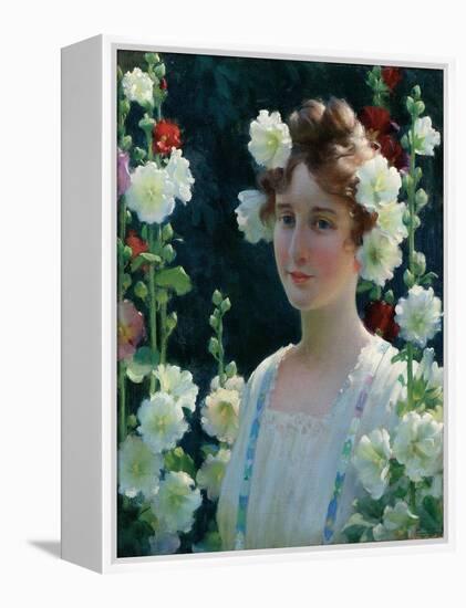 Among the Hollyhocks, 1904-Charles Courtney Curran-Framed Premier Image Canvas