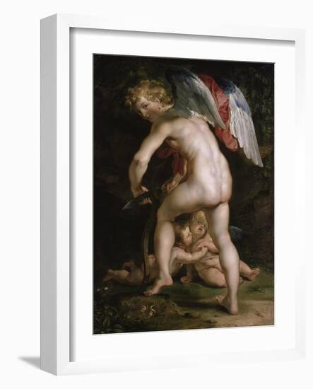 Amor Schnitzt Den Bogen, 1614-Peter Paul Rubens-Framed Giclee Print