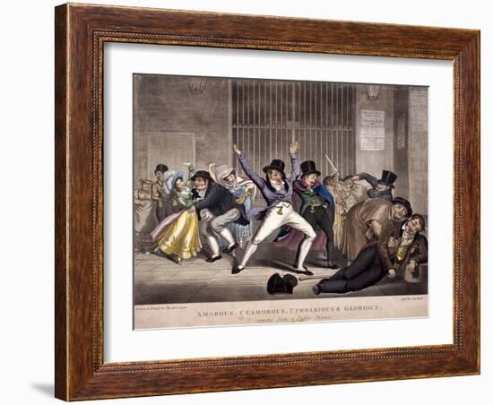 Amorous, Clamorous, Uproarious and Glorious, All Coming from a Public Dinner, C1820-George Hunt-Framed Giclee Print