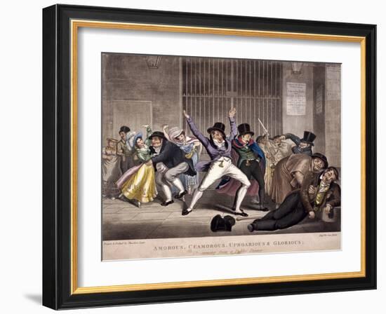 Amorous, Clamorous, Uproarious and Glorious, All Coming from a Public Dinner, C1820-George Hunt-Framed Giclee Print