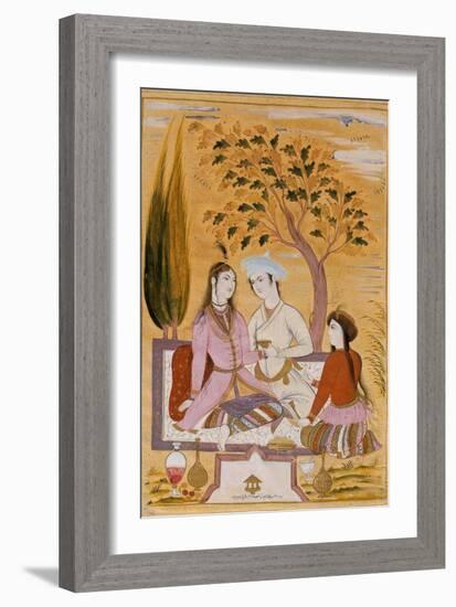 Amorous Couple and a Servant, 1696-Mu'in Musavvir-Framed Giclee Print