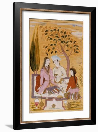 Amorous Couple and a Servant, 1696-Mu'in Musavvir-Framed Giclee Print