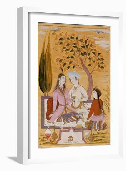 Amorous Couple and a Servant, 1696-Mu'in Musavvir-Framed Giclee Print