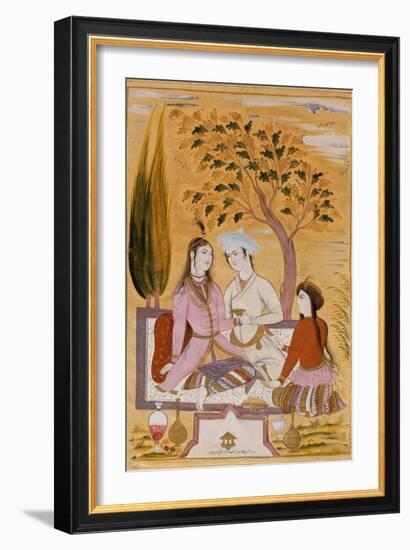 Amorous Couple and a Servant, 1696-Mu'in Musavvir-Framed Giclee Print