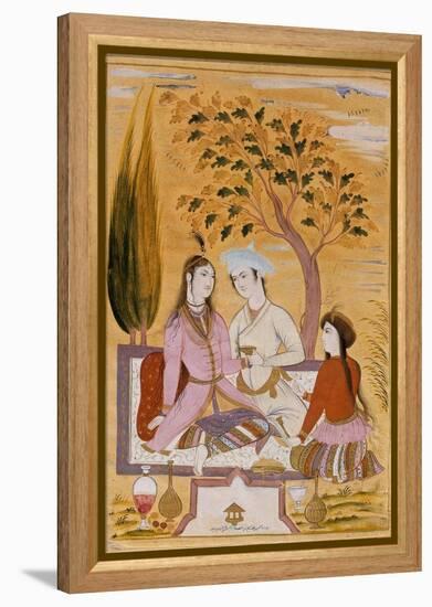 Amorous Couple and a Servant, 1696-Mu'in Musavvir-Framed Premier Image Canvas