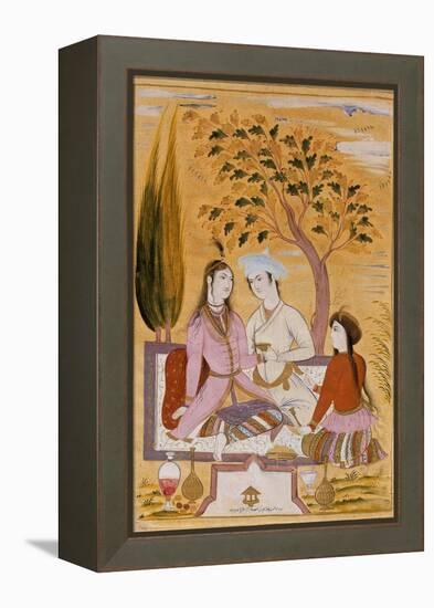 Amorous Couple and a Servant, 1696-Mu'in Musavvir-Framed Premier Image Canvas