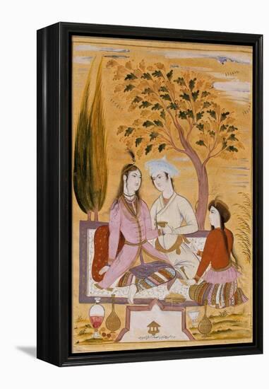 Amorous Couple and a Servant, 1696-Mu'in Musavvir-Framed Premier Image Canvas