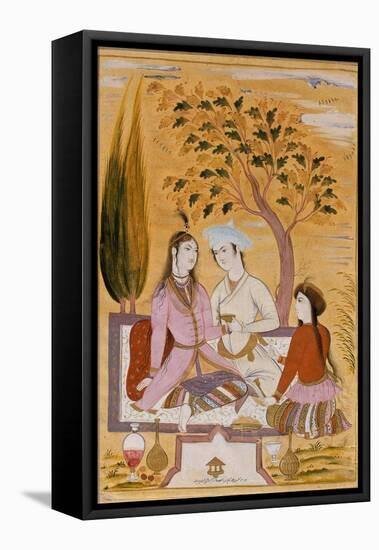 Amorous Couple and a Servant, 1696-Mu'in Musavvir-Framed Premier Image Canvas