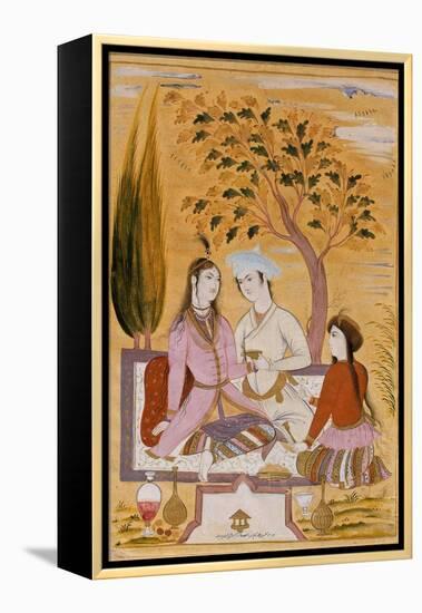 Amorous Couple and a Servant, 1696-Mu'in Musavvir-Framed Premier Image Canvas