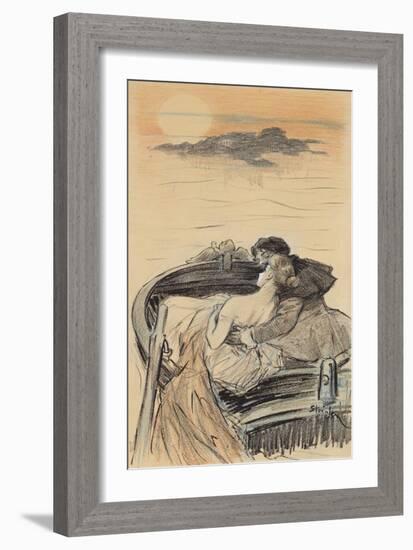 Amorous Couple in a Small Boat; Couple D'Amoureux Dans Une Barque-Théophile Alexandre Steinlen-Framed Giclee Print