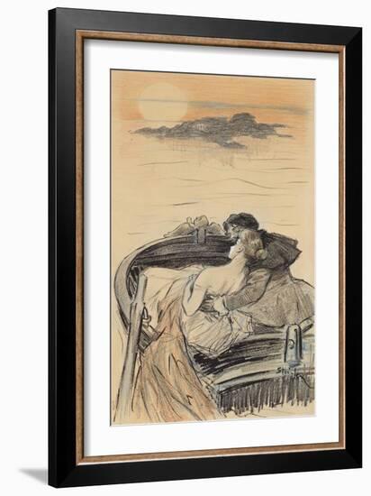 Amorous Couple in a Small Boat; Couple D'Amoureux Dans Une Barque-Théophile Alexandre Steinlen-Framed Giclee Print