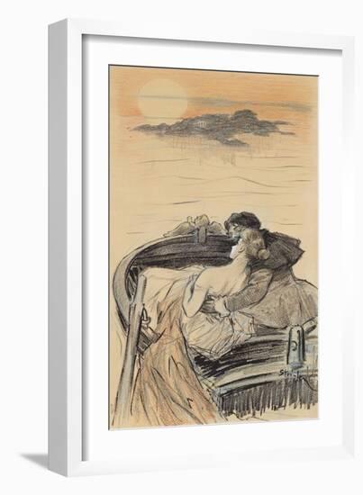 Amorous Couple in a Small Boat; Couple D'Amoureux Dans Une Barque-Théophile Alexandre Steinlen-Framed Giclee Print