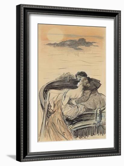 Amorous Couple in a Small Boat; Couple D'Amoureux Dans Une Barque-Théophile Alexandre Steinlen-Framed Giclee Print