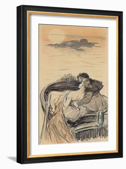 Amorous Couple in a Small Boat; Couple D'Amoureux Dans Une Barque-Théophile Alexandre Steinlen-Framed Giclee Print