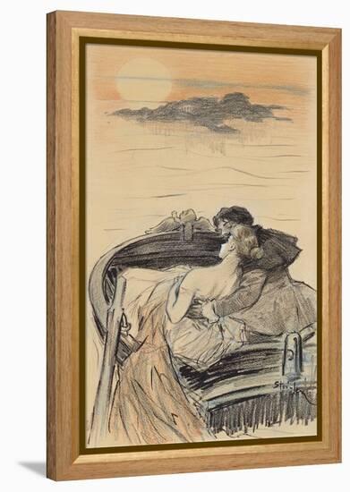 Amorous Couple in a Small Boat; Couple D'Amoureux Dans Une Barque-Théophile Alexandre Steinlen-Framed Premier Image Canvas