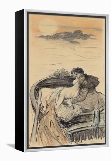 Amorous Couple in a Small Boat; Couple D'Amoureux Dans Une Barque-Théophile Alexandre Steinlen-Framed Premier Image Canvas