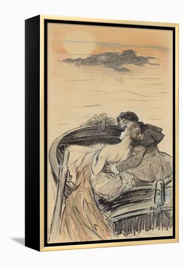 Amorous Couple in a Small Boat; Couple D'Amoureux Dans Une Barque-Théophile Alexandre Steinlen-Framed Premier Image Canvas