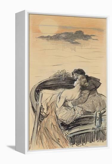 Amorous Couple in a Small Boat; Couple D'Amoureux Dans Une Barque-Théophile Alexandre Steinlen-Framed Premier Image Canvas