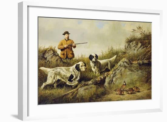 Amos F. Adams Shooting over Gus Bondher and Son, Count Bondher, 1887-Arthur Fitzwilliam Tait-Framed Giclee Print