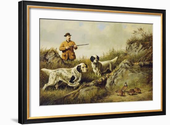 Amos F. Adams Shooting over Gus Bondher and Son, Count Bondher, 1887-Arthur Fitzwilliam Tait-Framed Giclee Print