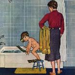 "Brushing Their Teeth" Saturday Evening Post Cover, January 29, 1955-Amos Sewell-Giclee Print