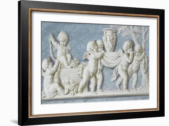 Amours et attributs vase porté sur un brancard-Piat Joseph Sauvage-Framed Giclee Print