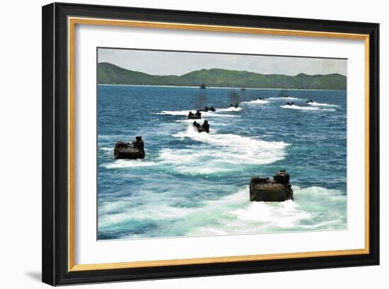 Amphibious Assault Vehicles Approach Hat Yao Beach, Thailand-null-Framed Photographic Print