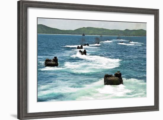 Amphibious Assault Vehicles Approach Hat Yao Beach, Thailand-null-Framed Photographic Print