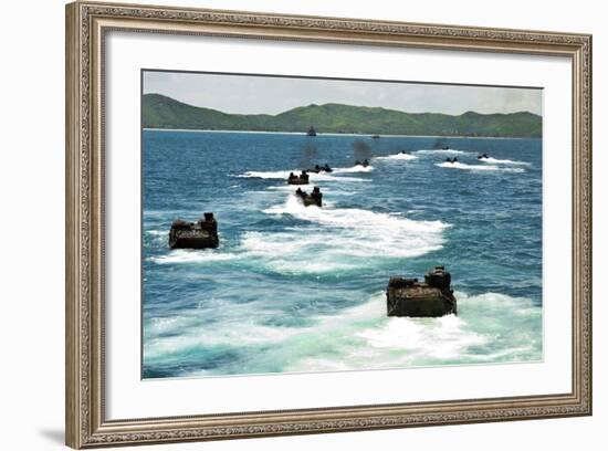 Amphibious Assault Vehicles Approach Hat Yao Beach, Thailand-null-Framed Photographic Print