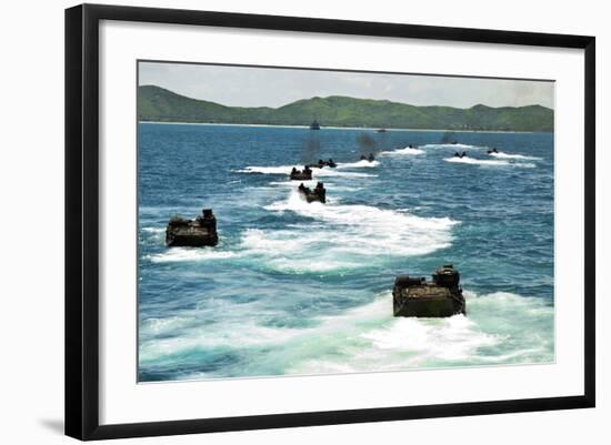 Amphibious Assault Vehicles Approach Hat Yao Beach, Thailand-null-Framed Photographic Print