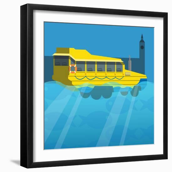 Amphibious London Duck Tour Bus-Claire Huntley-Framed Giclee Print