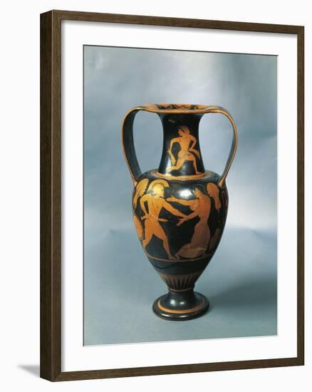 Amphora Depicting Menelaus and Helen and a Nereid on the Neck by Pamphaios, Potter-null-Framed Giclee Print