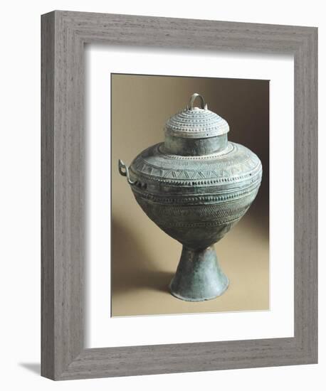 Amphora with Bronze Cover Decorated with Embossed Geometric Shapes, from Tomb C, Cavalupo in Vulci-null-Framed Giclee Print