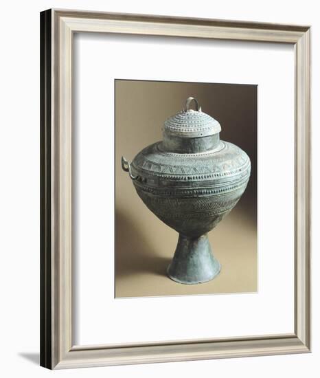 Amphora with Bronze Cover Decorated with Embossed Geometric Shapes, from Tomb C, Cavalupo in Vulci-null-Framed Giclee Print