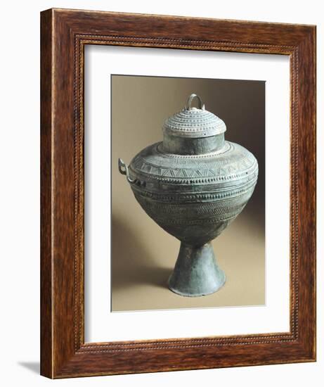 Amphora with Bronze Cover Decorated with Embossed Geometric Shapes, from Tomb C, Cavalupo in Vulci-null-Framed Giclee Print