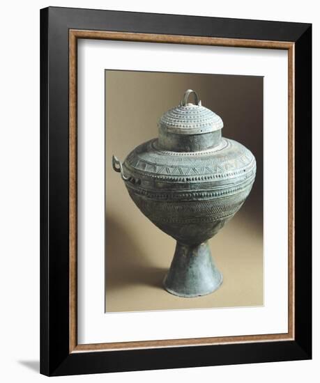 Amphora with Bronze Cover Decorated with Embossed Geometric Shapes, from Tomb C, Cavalupo in Vulci-null-Framed Giclee Print