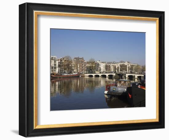 Amstel River and Magere Bridge, Amsterdam, Netherlands, Europe-Amanda Hall-Framed Premium Photographic Print