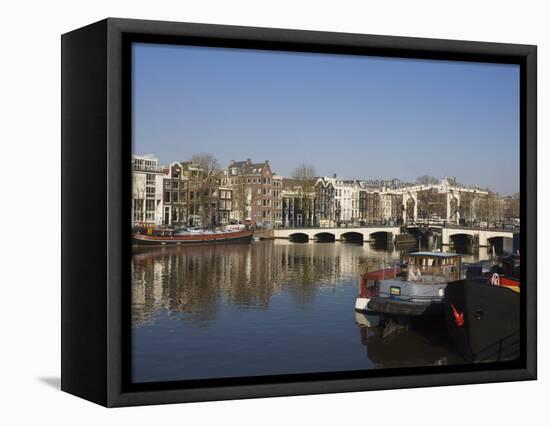 Amstel River and Magere Bridge, Amsterdam, Netherlands, Europe-Amanda Hall-Framed Premier Image Canvas