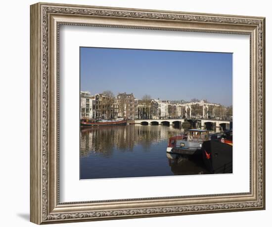 Amstel River and Magere Bridge, Amsterdam, Netherlands, Europe-Amanda Hall-Framed Photographic Print