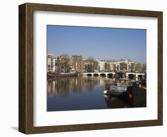 Amstel River and Magere Bridge, Amsterdam, Netherlands, Europe-Amanda Hall-Framed Photographic Print