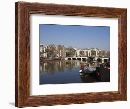 Amstel River and Magere Bridge, Amsterdam, Netherlands, Europe-Amanda Hall-Framed Photographic Print