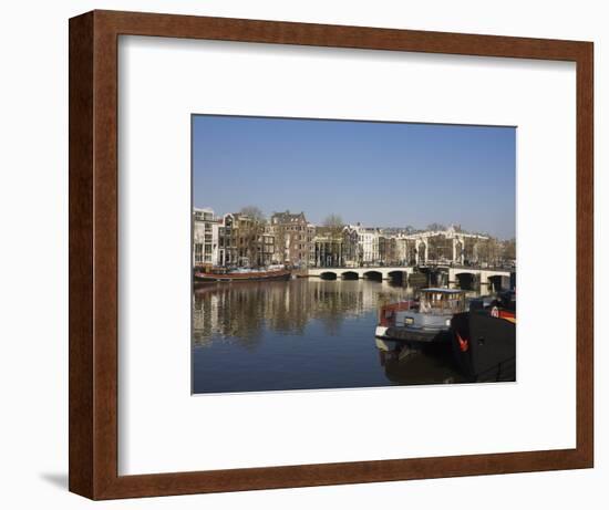 Amstel River and Magere Bridge, Amsterdam, Netherlands, Europe-Amanda Hall-Framed Photographic Print