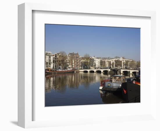 Amstel River and Magere Bridge, Amsterdam, Netherlands, Europe-Amanda Hall-Framed Photographic Print