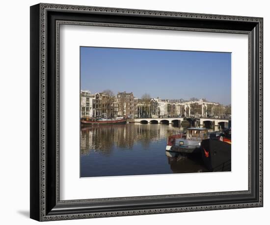 Amstel River and Magere Bridge, Amsterdam, Netherlands, Europe-Amanda Hall-Framed Photographic Print