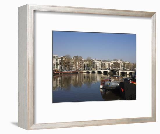 Amstel River and Magere Bridge, Amsterdam, Netherlands, Europe-Amanda Hall-Framed Photographic Print