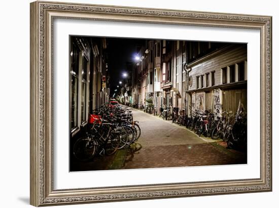 Amsterdam Bikes at Night II-Erin Berzel-Framed Photographic Print